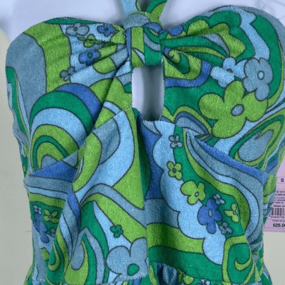 Wild Fable Women's Swirl Sleeveless Halter Tie Towel Terry Romper Size XS - Picture 5 of 6